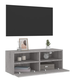 Meuble TV mural sonoma gris 80x30x30 cm bois d'ingénierie