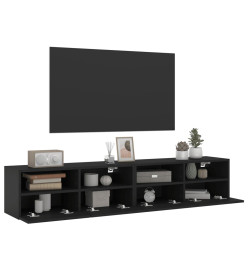 Meubles TV muraux 2 pcs noir 80x30x30 cm bois d'ingénierie