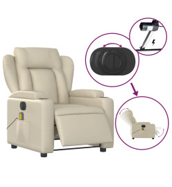 Fauteuil de massage inclinable électrique crème similicuir