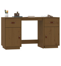 Bureau avec armoires Marron miel 135x50x75cm Bois massif de pin