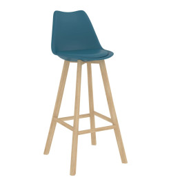 Tabourets de bar 2 pcs turquoise PP et bois de hêtre massif