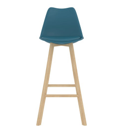 Tabourets de bar 2 pcs turquoise PP et bois de hêtre massif