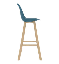 Tabourets de bar 2 pcs turquoise PP et bois de hêtre massif