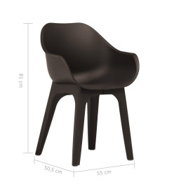 Chaises de jardin avec accoudoirs 2 pcs marron plastique