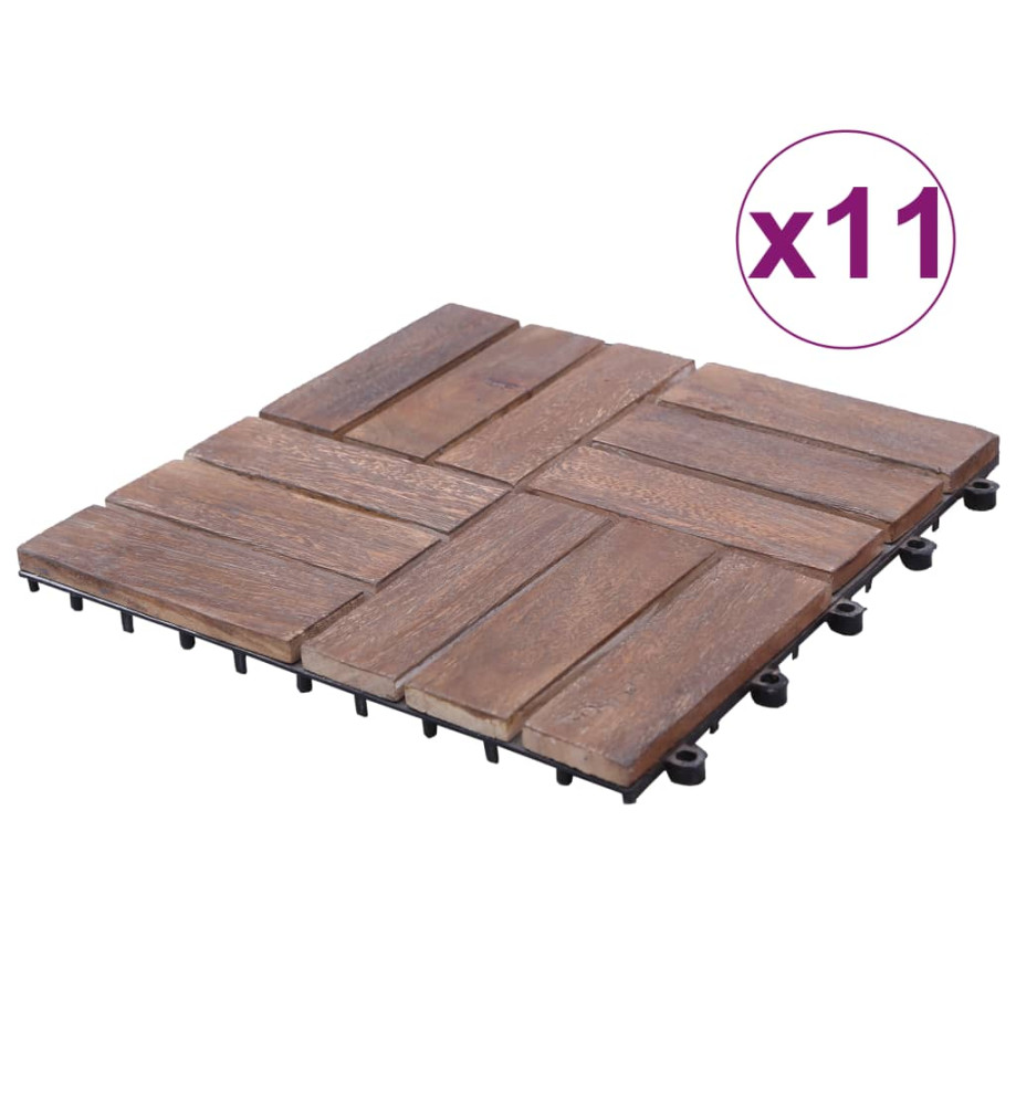 Carreaux de terrasse 11 pcs 30x30 cm bois récupération massif