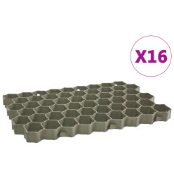 Grilles d'herbe 16 pcs vert 60x40x3 cm plastique