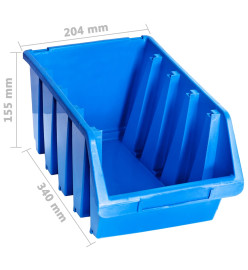 Bacs de rangement empilables 14 pcs bleu plastique