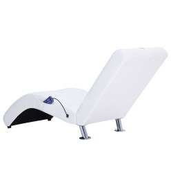 Chaise longue de massage avec oreiller Blanc Similicuir