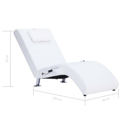 Chaise longue de massage avec oreiller Blanc Similicuir