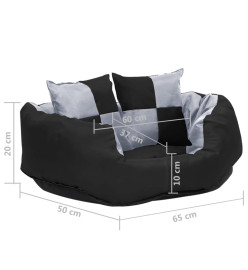 Coussin réversible lavable pour chien Gris et noir 65x50x20 cm