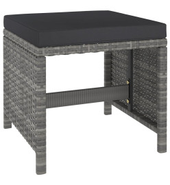 Meuble à dîner de jardin 6 pcs et coussins Résine tressée Gris