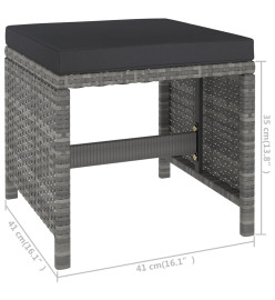 Meuble à dîner de jardin 6 pcs et coussins Résine tressée Gris