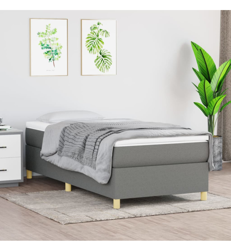 Sommier à ressorts de lit Gris foncé 100x200 cm Tissu Sommier à ressorts de lit Gris foncé 100x200 cm Tissu