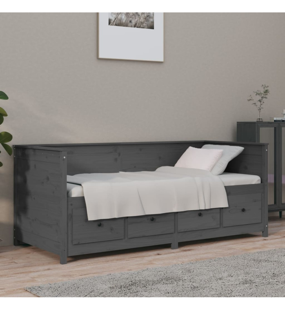 Lit de jour Gris 75x190 cm Bois de pin massif Lit de jour Gris 75x190 cm Bois de pin massif