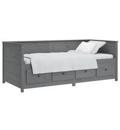 Lit de jour Gris 75x190 cm Bois de pin massif
