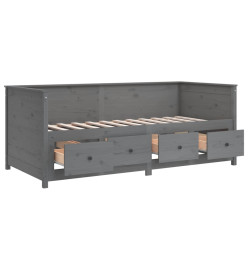 Lit de jour Gris 75x190 cm Bois de pin massif