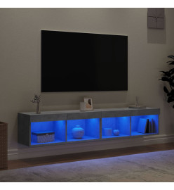 Meubles TV avec lumières LED 2 pcs gris béton 80x30x30 cm