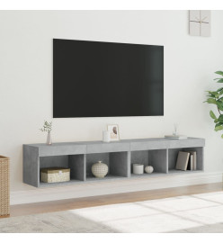 Meubles TV avec lumières LED 2 pcs gris béton 80x30x30 cm