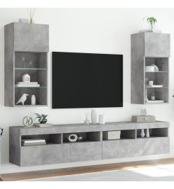 Meubles TV avec lumières LED 2 pcs gris béton 40,5x30x90 cm