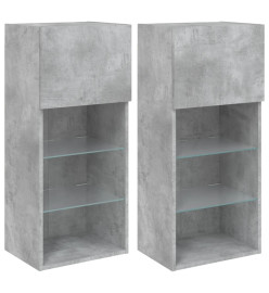 Meubles TV avec lumières LED 2 pcs gris béton 40,5x30x90 cm