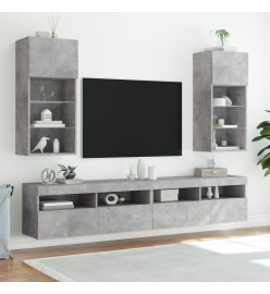 Meubles TV avec lumières LED 2 pcs gris béton 40,5x30x90 cm