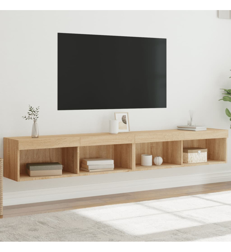 Meubles TV avec lumières LED 2 pcs chêne sonoma 100x30x30 cm