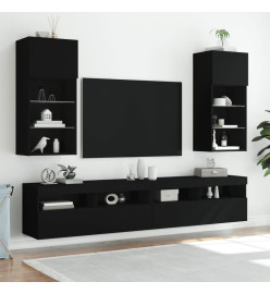 Meubles TV avec lumières LED 2 pcs noir 40,5x30x90 cm