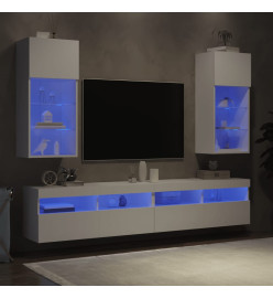 Meubles TV avec lumières LED 2 pcs blanc 40,5x30x90 cm