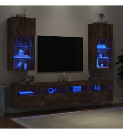 Meubles TV avec lumières LED 2 pcs chêne fumé 40,5x30x90 cm