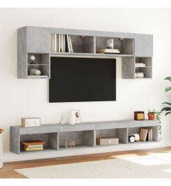 Meubles TV avec lumières LED 2 pcs gris béton 100x30x30 cm