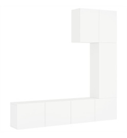 Unités murales TV 5 pcs blanc bois d'ingénierie