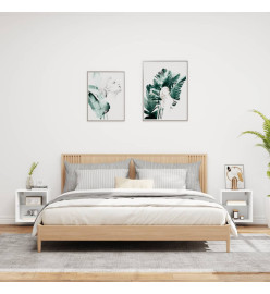 Tables de chevet murales avec lumières LED 2 pcs blanc