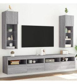 Meubles TV avec lumières LED 2 pcs sonoma gris 30,5x30x90 cm