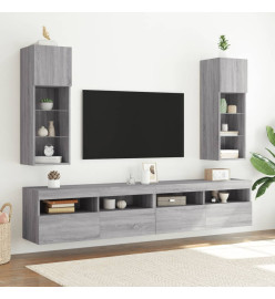 Meubles TV avec lumières LED 2 pcs sonoma gris 30,5x30x90 cm