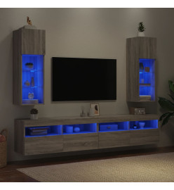 Meubles TV avec lumières LED 2 pcs sonoma gris 30,5x30x90 cm