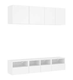 Unités murales TV 5 pcs blanc bois d'ingénierie