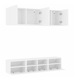 Unités murales TV 5 pcs blanc bois d'ingénierie