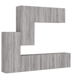 Unités murales TV 5 pcs sonoma gris bois d'ingénierie