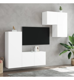 Unités murales TV 4 pcs blanc bois d'ingénierie