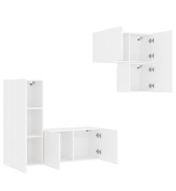 Unités murales TV 4 pcs blanc bois d'ingénierie