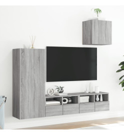 Unités murales TV 4 pcs sonoma gris bois d'ingénierie