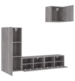 Unités murales TV 4 pcs sonoma gris bois d'ingénierie