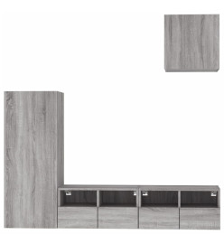 Unités murales TV 4 pcs sonoma gris bois d'ingénierie