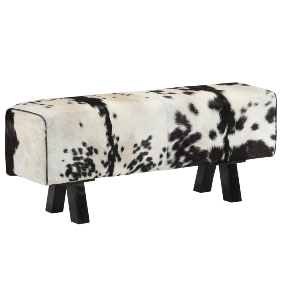 Banc noir et blanc 110x30x45 cm cuir de chèvre véritable