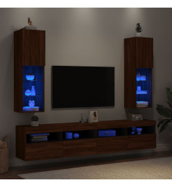 Meubles TV avec lumières LED 2 pcs chêne marron 30,5x30x102 cm