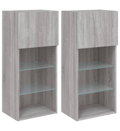 Meubles TV avec lumières LED 2 pcs sonoma gris 40,5x30x90 cm