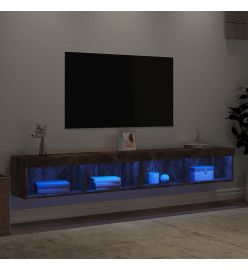 Meubles TV avec lumières LED 2 pcs chêne fumé 100x30x30 cm