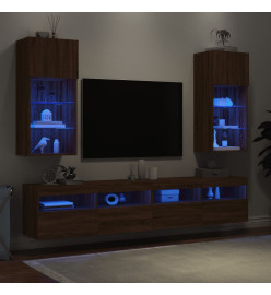 Meubles TV avec lumières LED 2 pcs chêne marron 40,5x30x90 cm