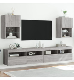 Meubles TV avec lumières LED 2 pcs sonoma gris 40,5x30x60 cm