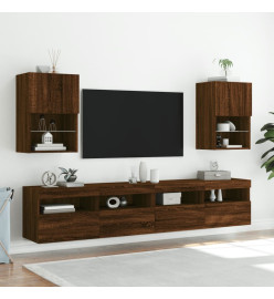 Meubles TV avec lumières LED 2 pcs chêne marron 40,5x30x60 cm